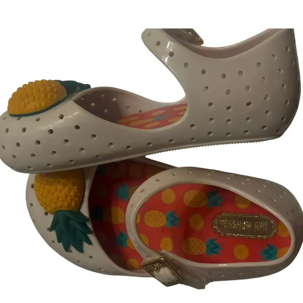 Mini Melissa Sz.8 Tropical Furadinha VII Pineapple Jelly Mary Jane Shoes
